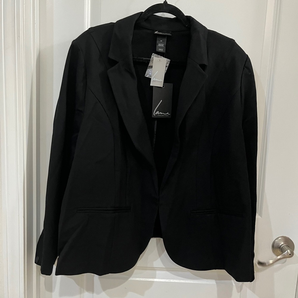 Lane Bryant Lane Collection Black Ponte Blazer Jacket Size 28 NWT c313-m02177